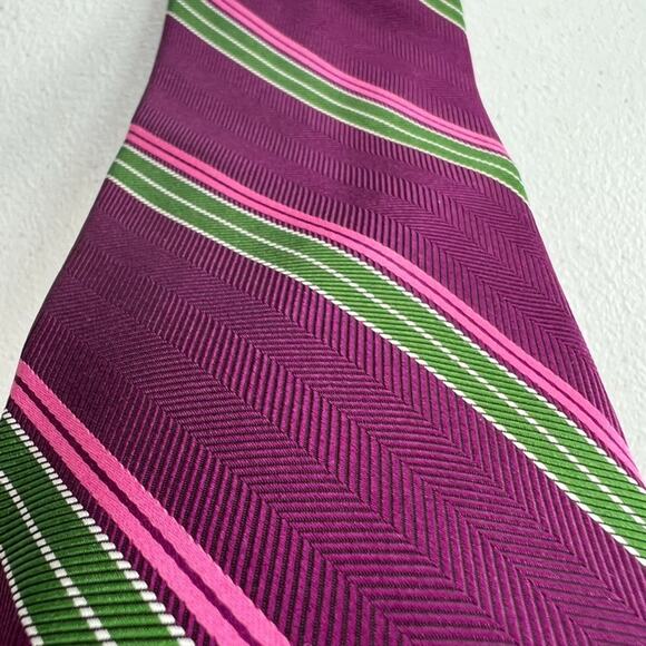 Brooks Brothers Makers & Merchants Men's Tie Pure Silk Purple/ Green Rep Striped - Picture 6 of 9